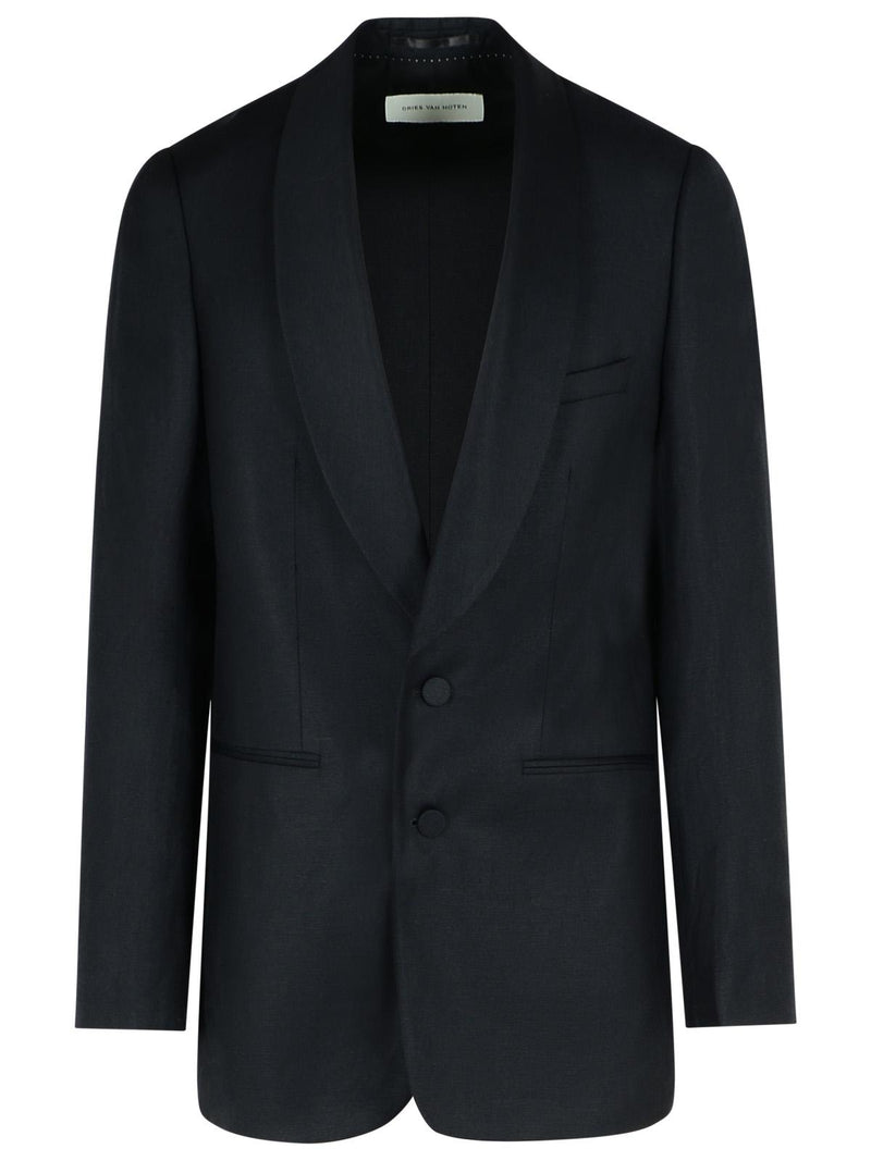 Dries Van Noten Dries Van Noten BARTUX Black Wool Blend Blazer - World Class Fashion