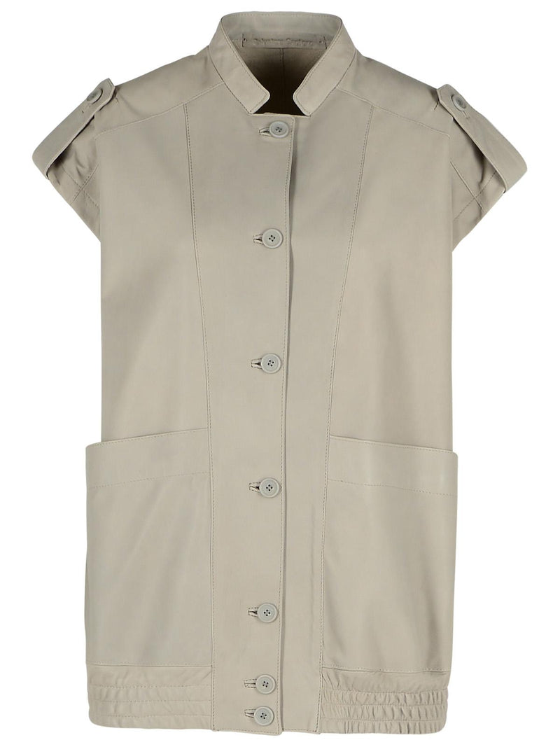 Salvatore Santoro Chaleco sin mangas de piel gris Salvatore Santoro para mujer - World Class Fashion