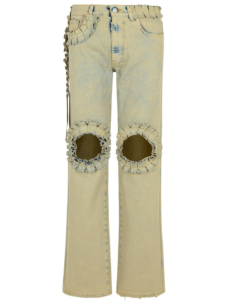 Coperni Coperni Ruffled Grey Cotton Jeans Women - World Class Fashion