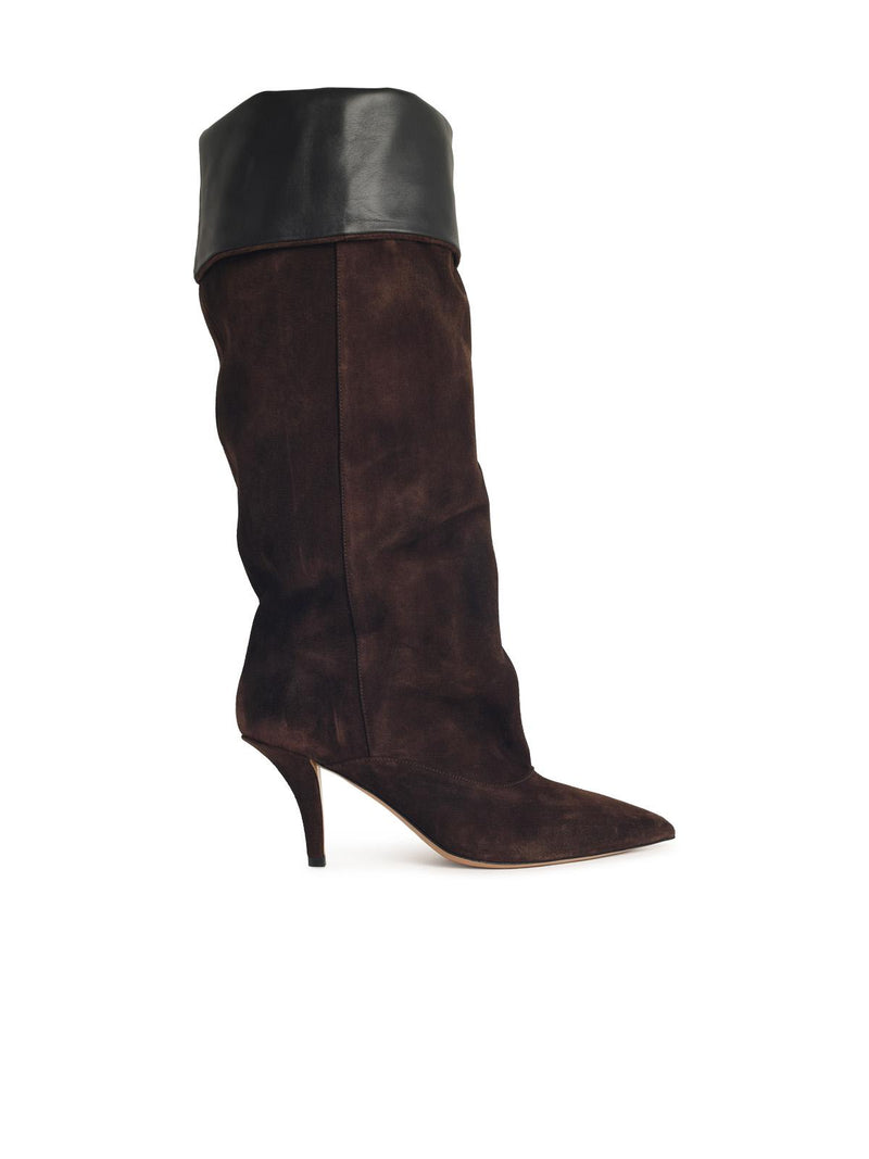 Paris Texas Paris Texas 'INES Reverse 75' Chocolate Suede Boots - World Class Fashion