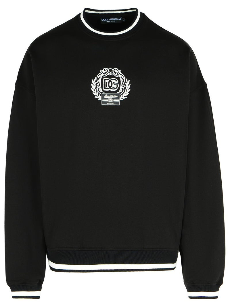 Dolce & Gabbana Dolce & Gabbana Black Cotton Crew Neck Sweatshirt - World Class Fashion