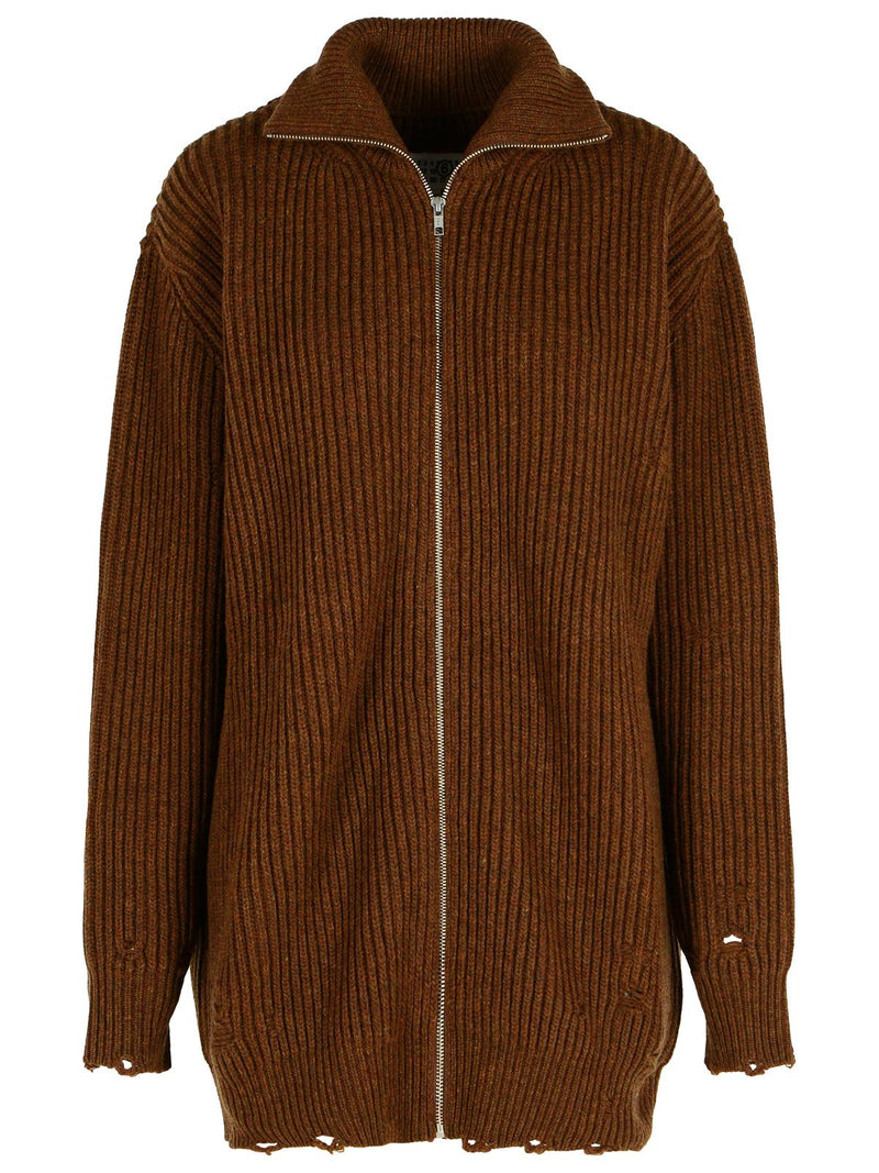 MM6 Maison Margiela Mm6 Maison Margiela Brown Virgin Wool Sweater - World Class Fashion