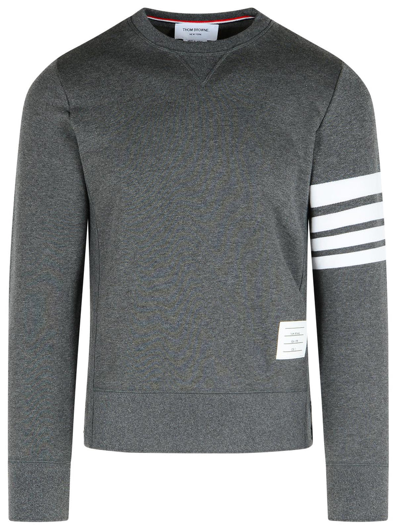 Thom Browne Thom Browne '4 Bar' Dark Grey Cotton Sweatshirt - World Class Fashion