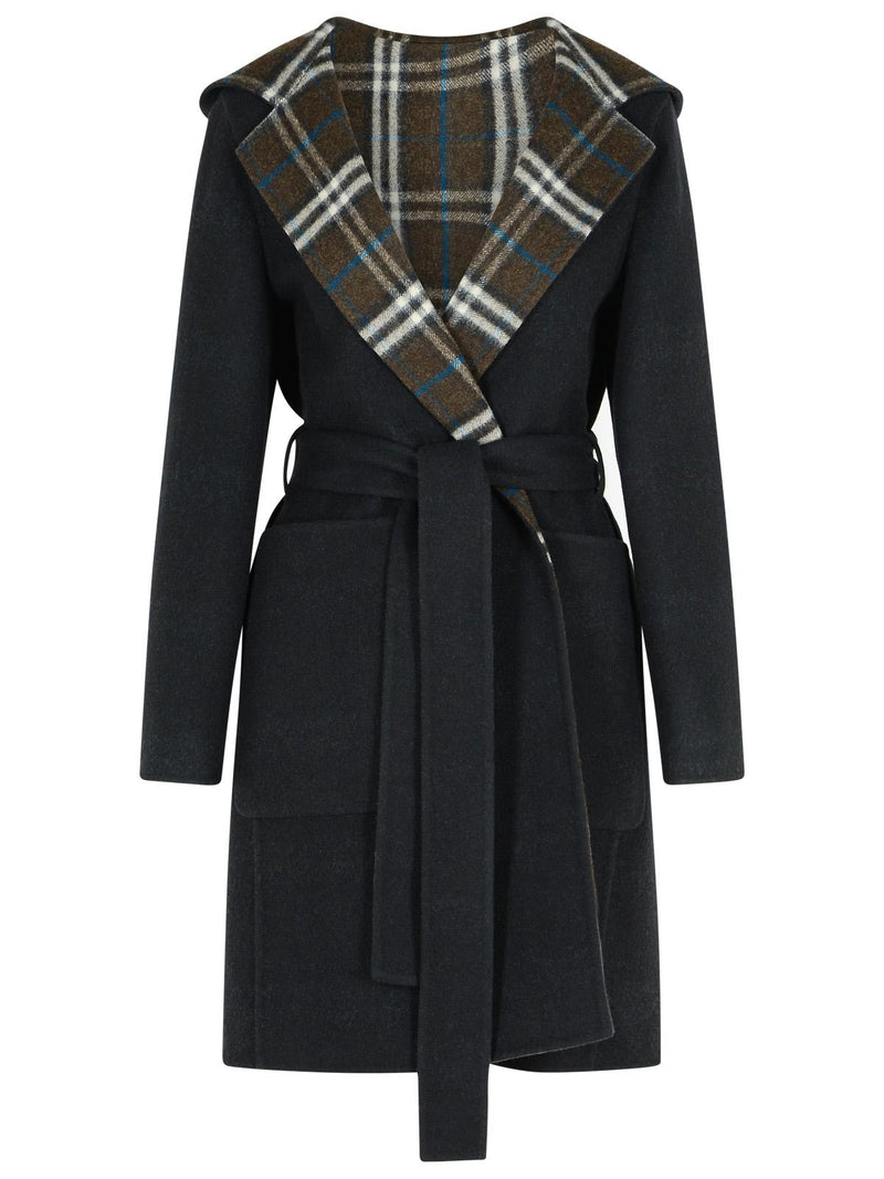 Burberry Burberry Hampshire Reversible Black Wool Coat - World Class Fashion