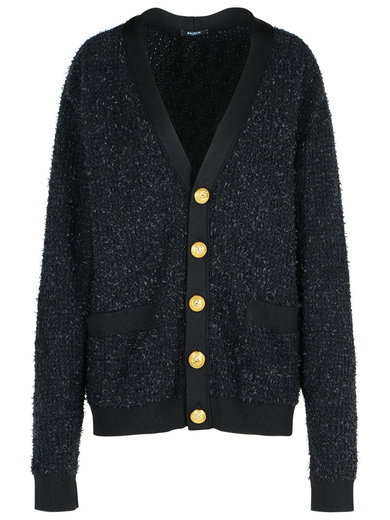 Balmain Balmain Black Cotton Blend Cardigan Men - World Class Fashion