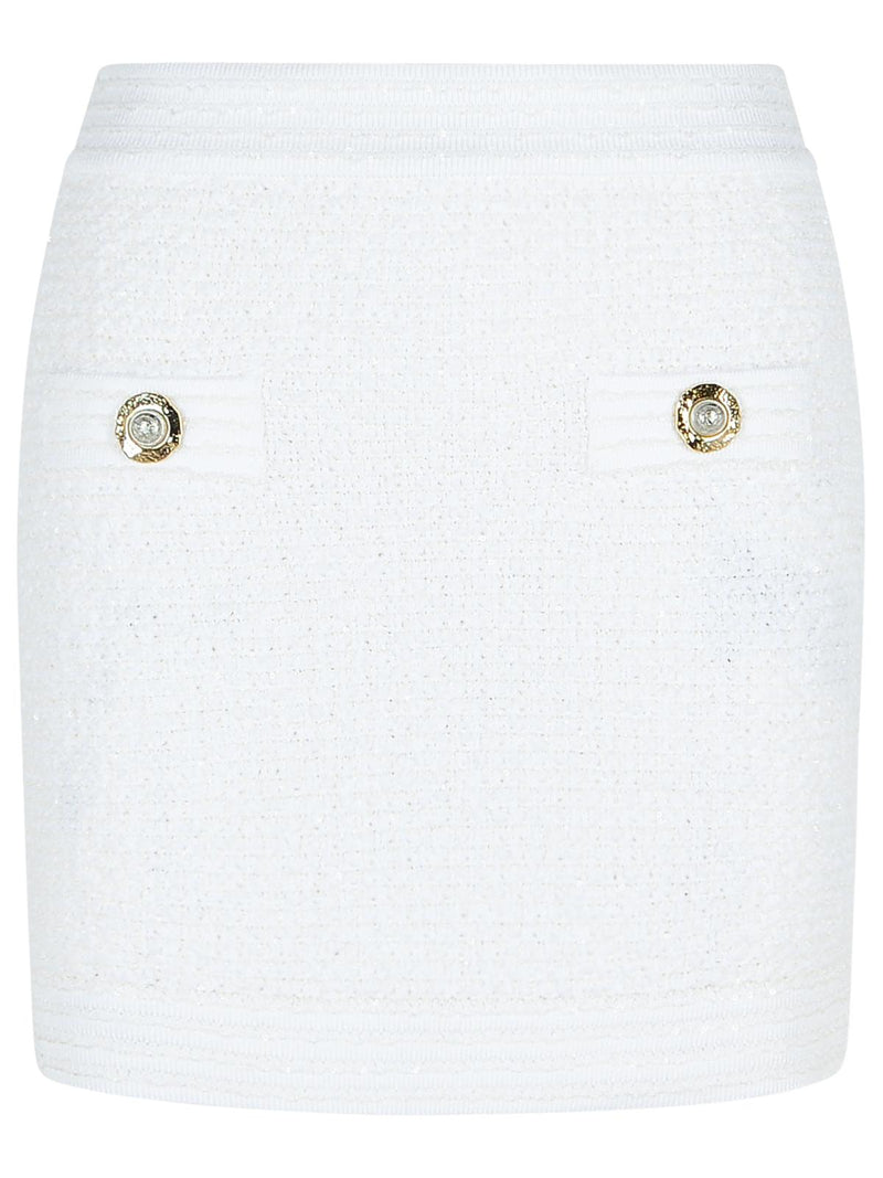 Balmain Balmain Cotton Blend Miniskirt White Women - World Class Fashion
