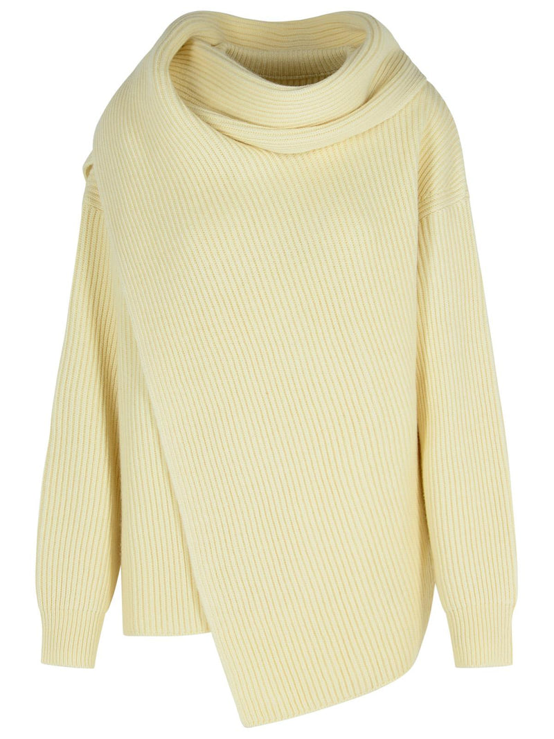 Jil Sander Jil Sander Ivory Wool Sweater - World Class Fashion