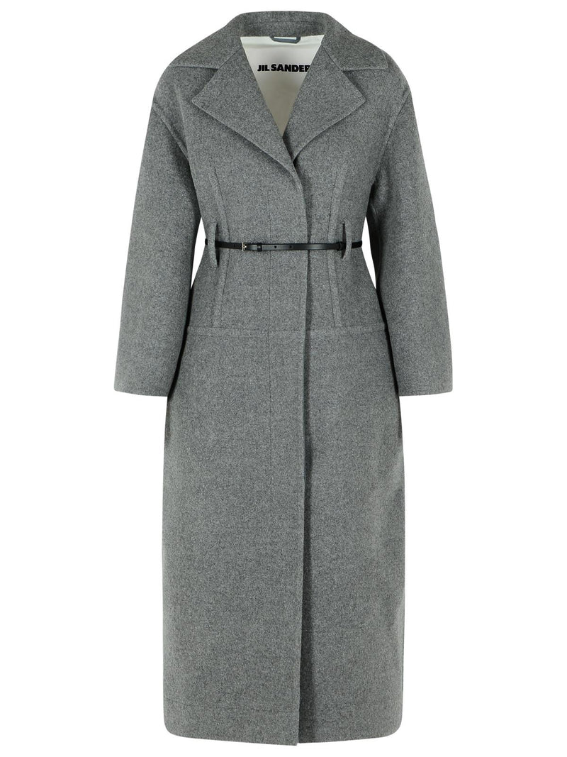 Jil Sander Jil Sander Grey Virgin Wool Coat - World Class Fashion