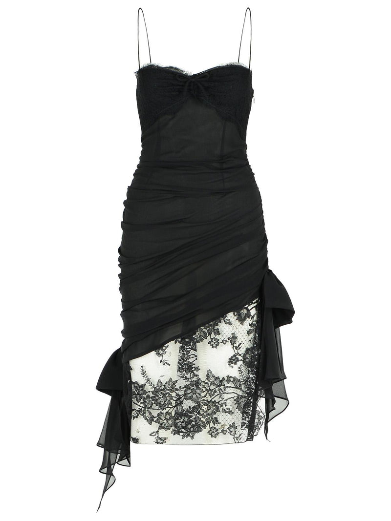 Alessandra Rich Alessandra Rich Silk Mini Dress Black - World Class Fashion