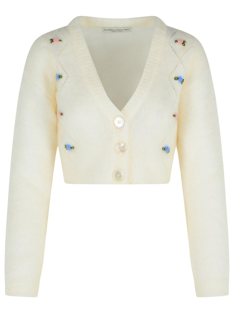 Alessandra Rich Alessandra Rich Mohair Blend Cardigan Ivory Women - World Class Fashion