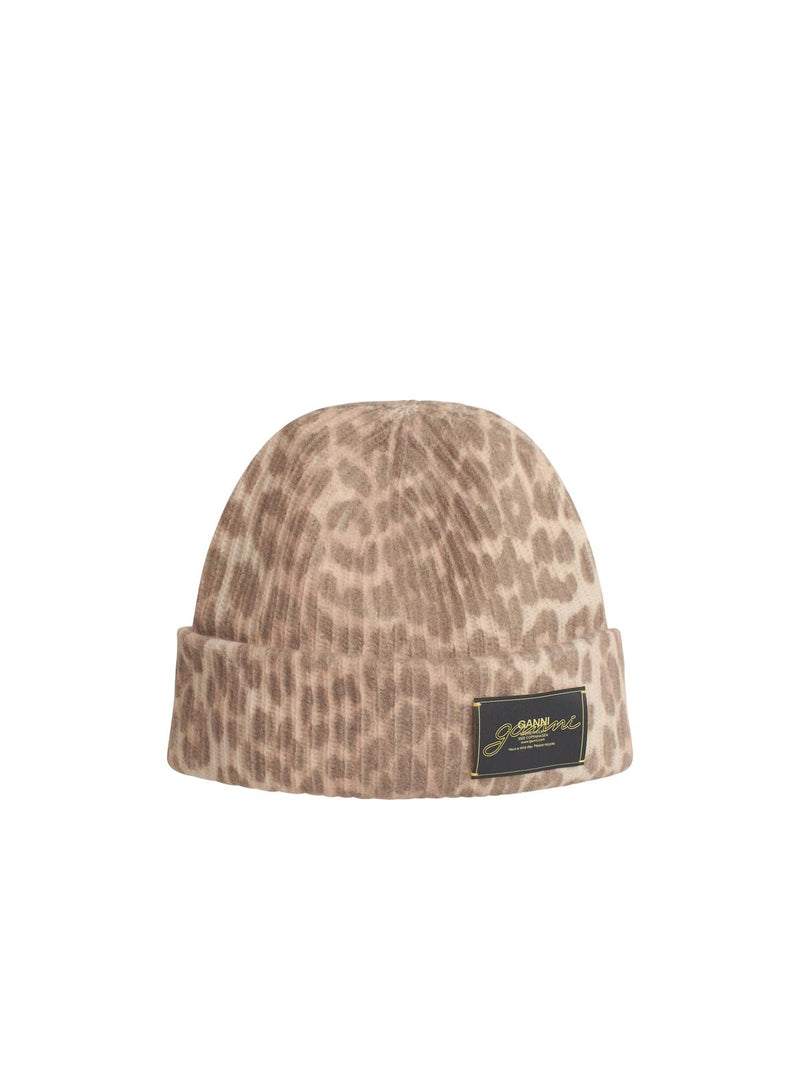 Ganni Ganni LEO Multicoloured Wool Blend Beanie - World Class Fashion