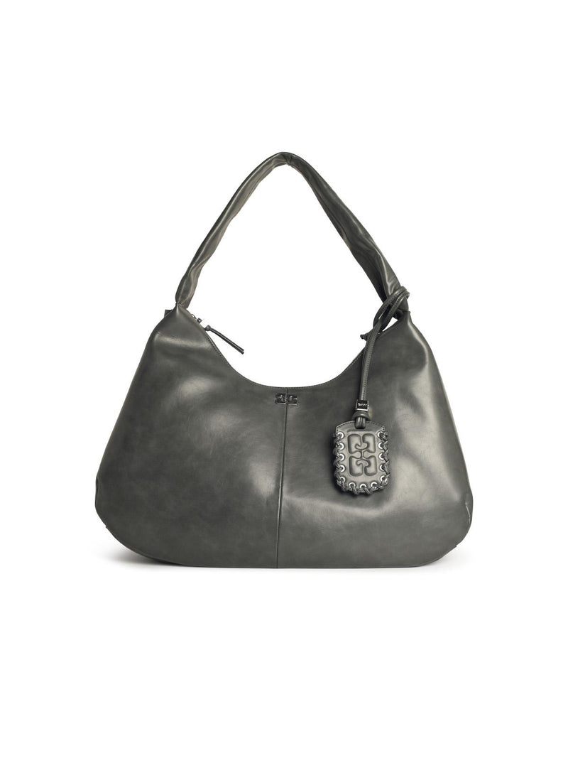 Ganni Ganni 'BOU Xxl' Grey Leather Blend Bag - World Class Fashion