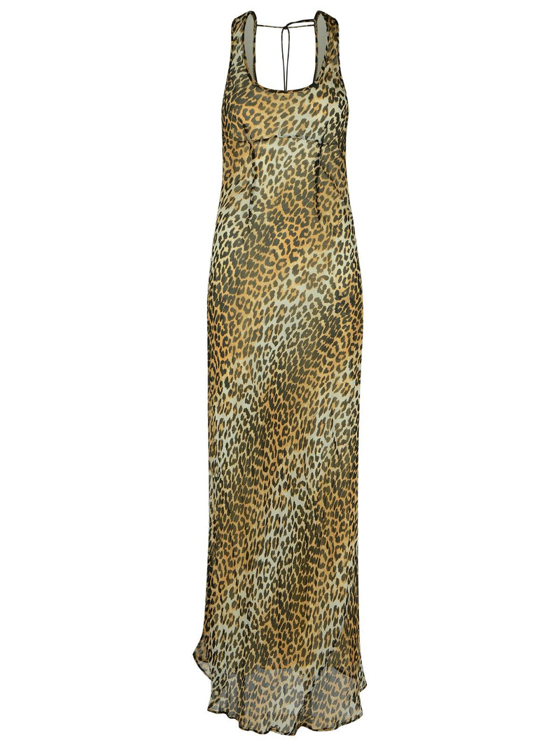 Ganni Ganni Leopard Print Viscose Long Dress - World Class Fashion
