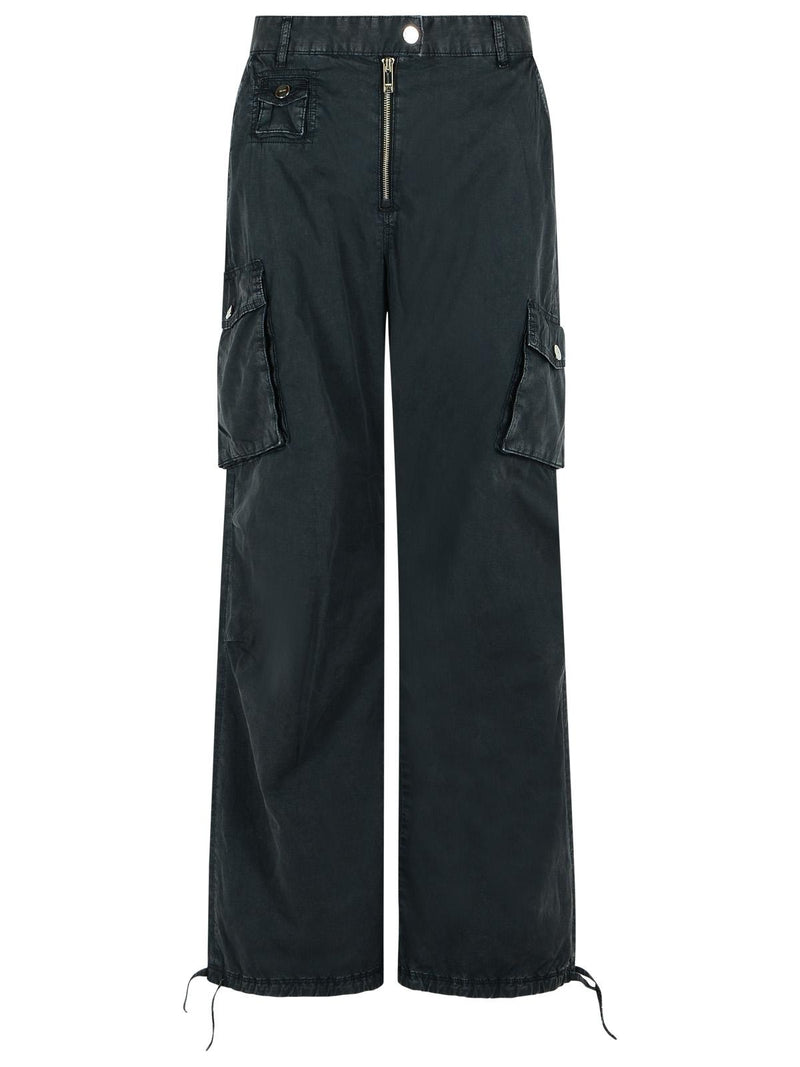Ganni Ganni 'CARGO' Black Washed Cotton Twill Pants - World Class Fashion