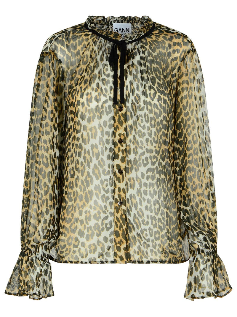 Ganni Ganni Leopard Print Viscose Shirt - World Class Fashion