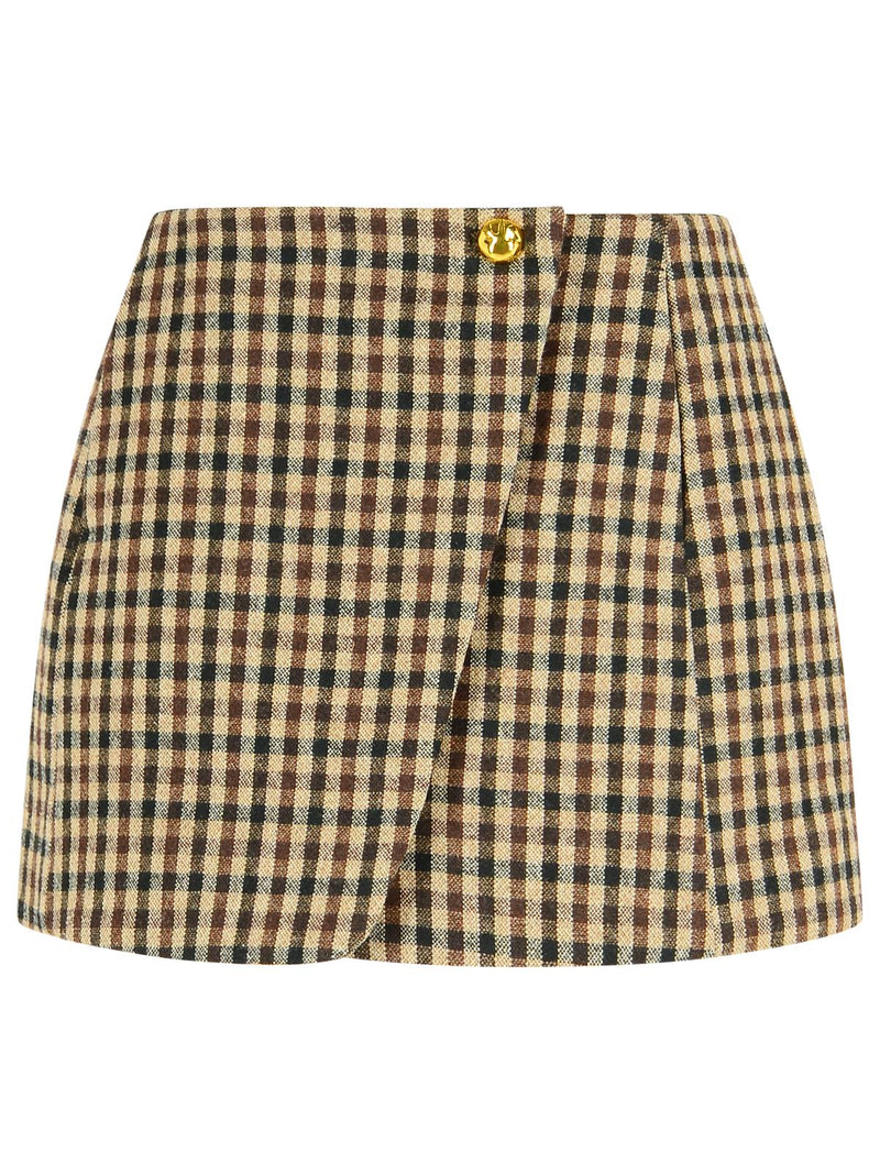 Ganni Ganni Brown Wool Blend Skirt - World Class Fashion