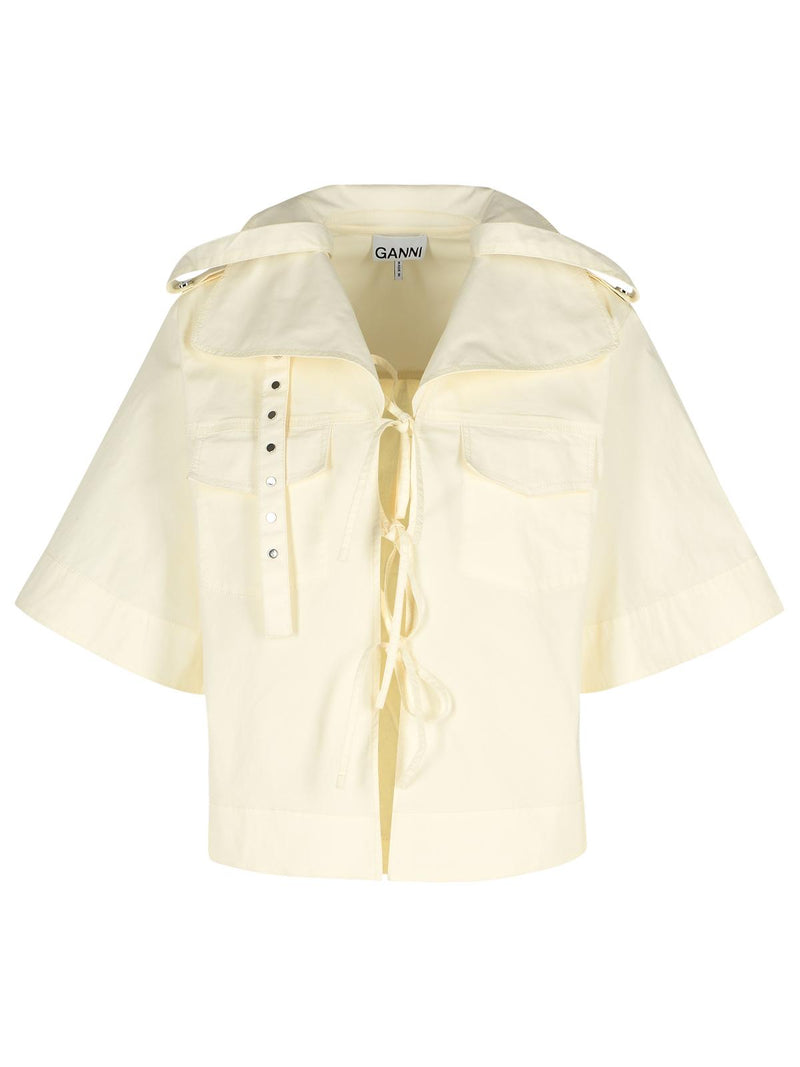 Ganni Ganni Off-white Stretch Cotton Blouse - World Class Fashion