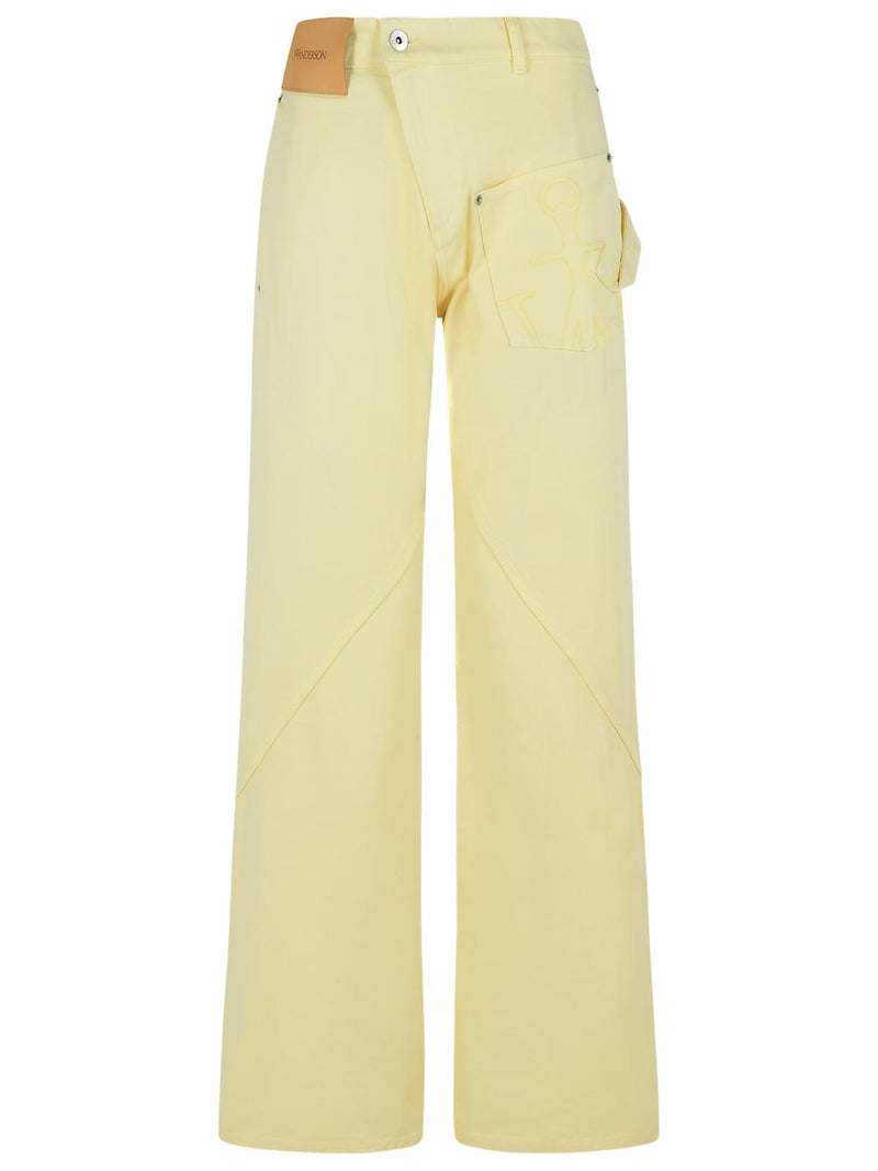 Jw Anderson Jw Anderson Cotton Pants Yellow Twisted Leg - World Class Fashion