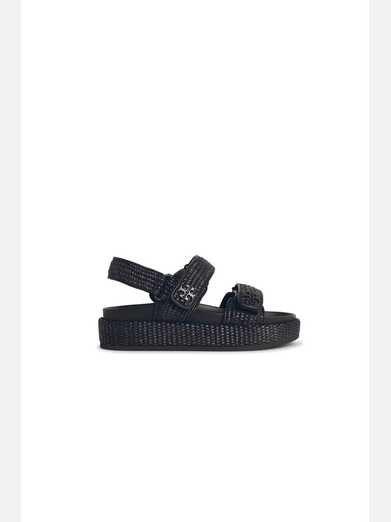 Tory Burch Tory Burch 'KIRA' Black Leather Sandals - World Class Fashion