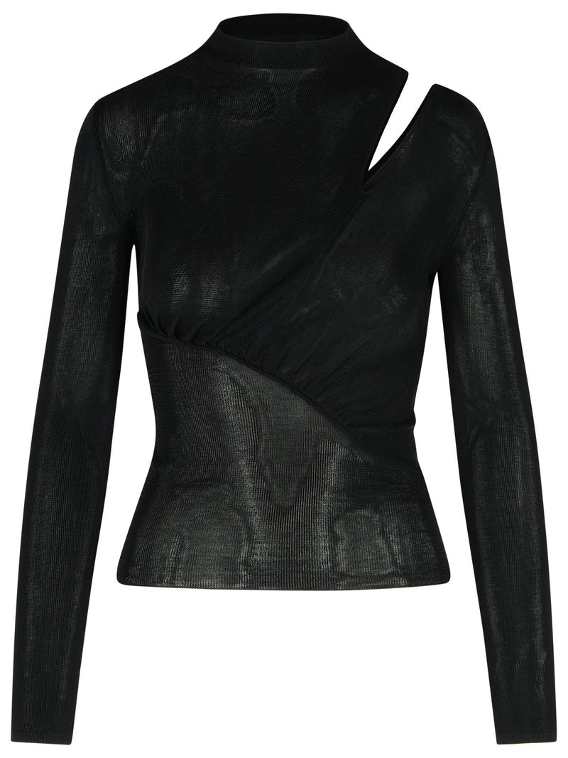Self-Portrait Self-Portrait Cut Out Black Viscose Top - World Class Fashion
