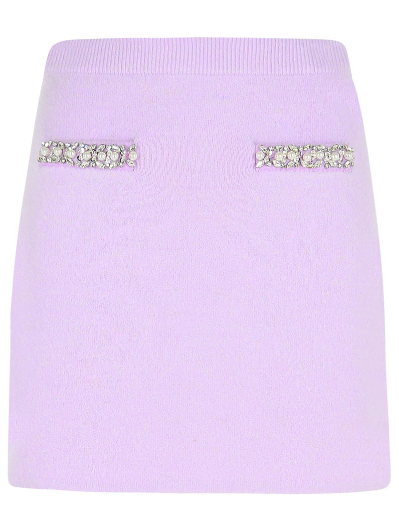 Self-Portrait Self-Portrait Crystal Skirt Lilac Viscose Blend - World Class Fashion