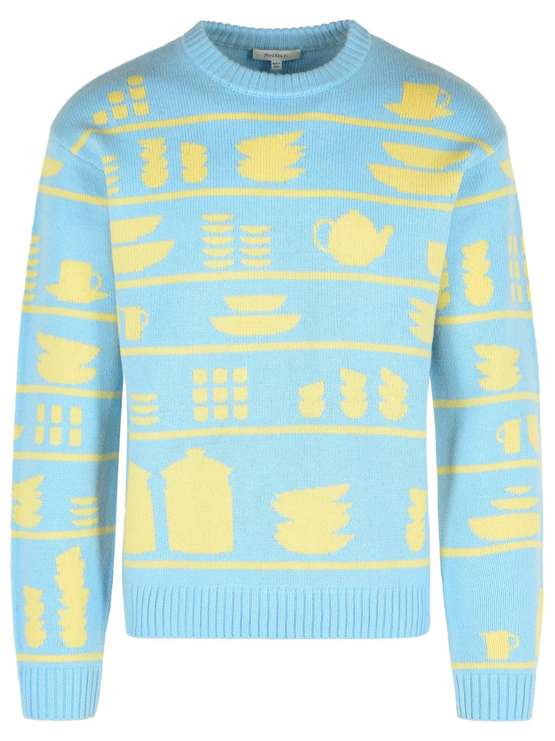Jw Anderson Jw Anderson Wool Sweater Light Blue Men - World Class Fashion