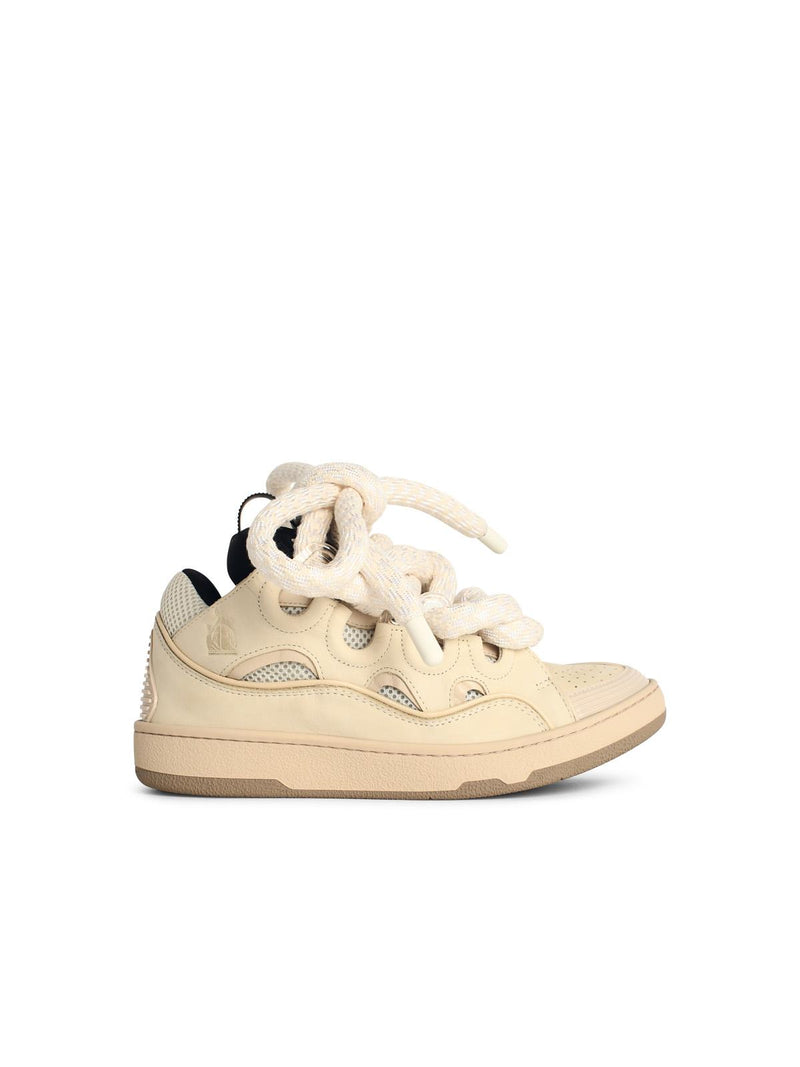 Lanvin Lanvin Curb Beige Leather Blend Sneakers - World Class Fashion
