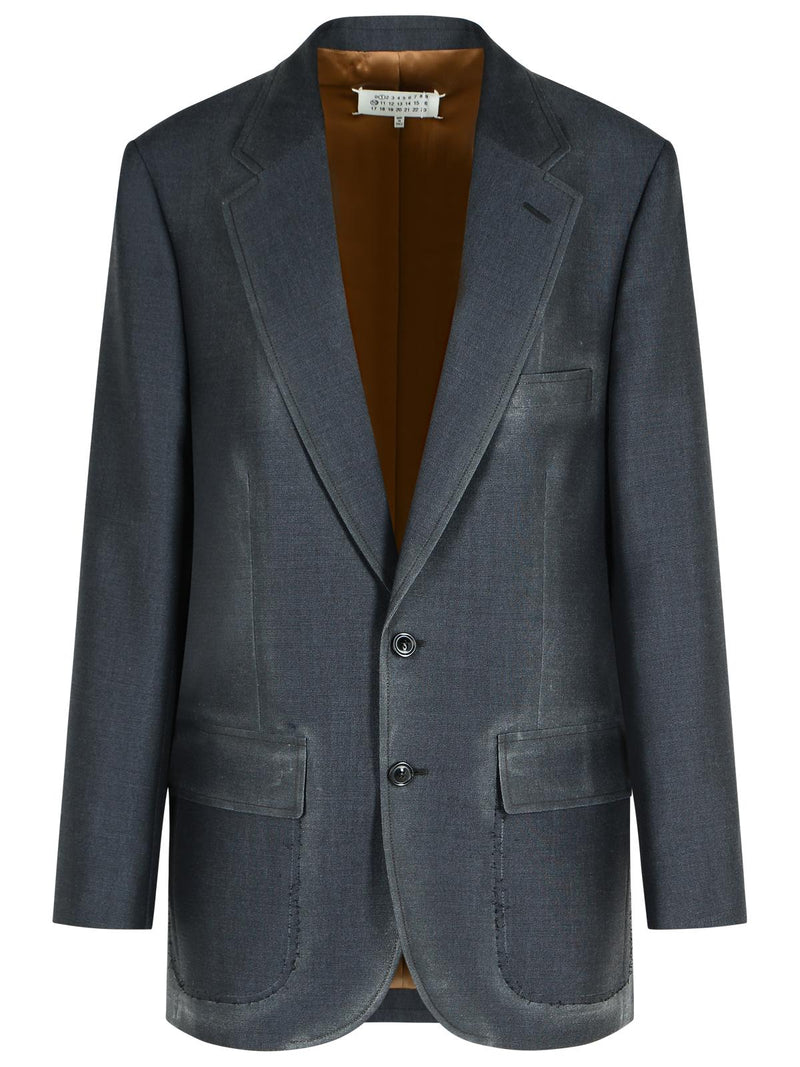 Maison Margiela Maison Margiela Anthracite Wool Blend Blazer Grey - World Class Fashion