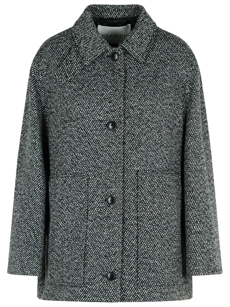 Closed Closed Melange Grey Wool Blend Coat - World Class Fashion