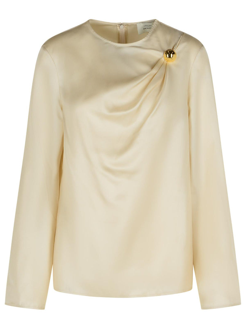 Loulou De Saison Loulou De Saison 'AZAE' Draped Blouse In Ivory Silk - World Class Fashion
