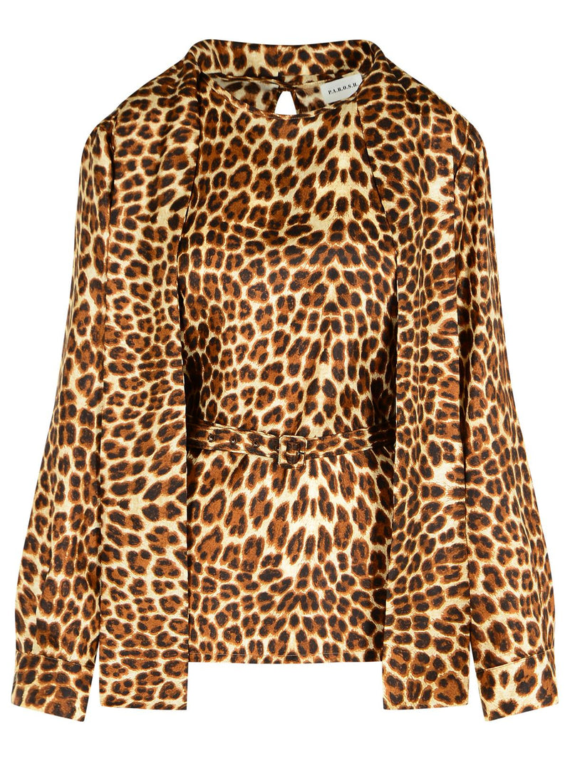 P.a.r.o.s.h. P.a.r.o.s.h. Animlier Silk Blouse Brown - World Class Fashion