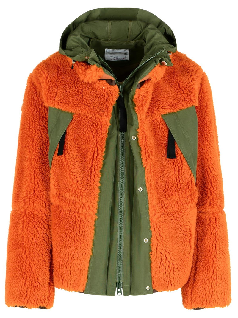 Sacai Sacai 'SHERLING' Orange Wool Blend Jacket - World Class Fashion