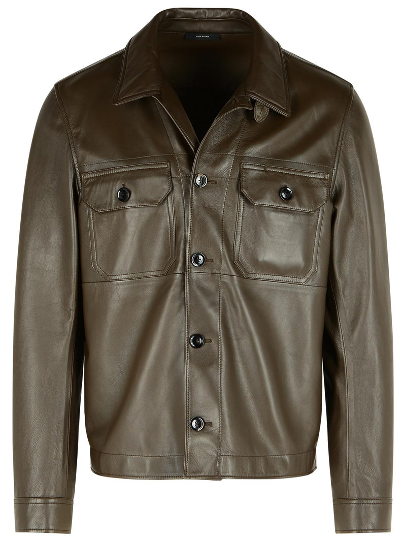 Tom Ford Tom Ford Tobacco Leather Jacket Brown - World Class Fashion