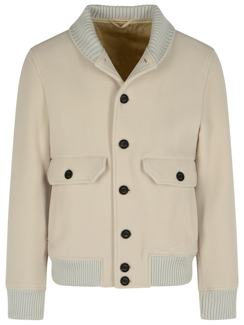 Eleventy Eleventy Wool Blend Bomber Jacket Beige Men - World Class Fashion