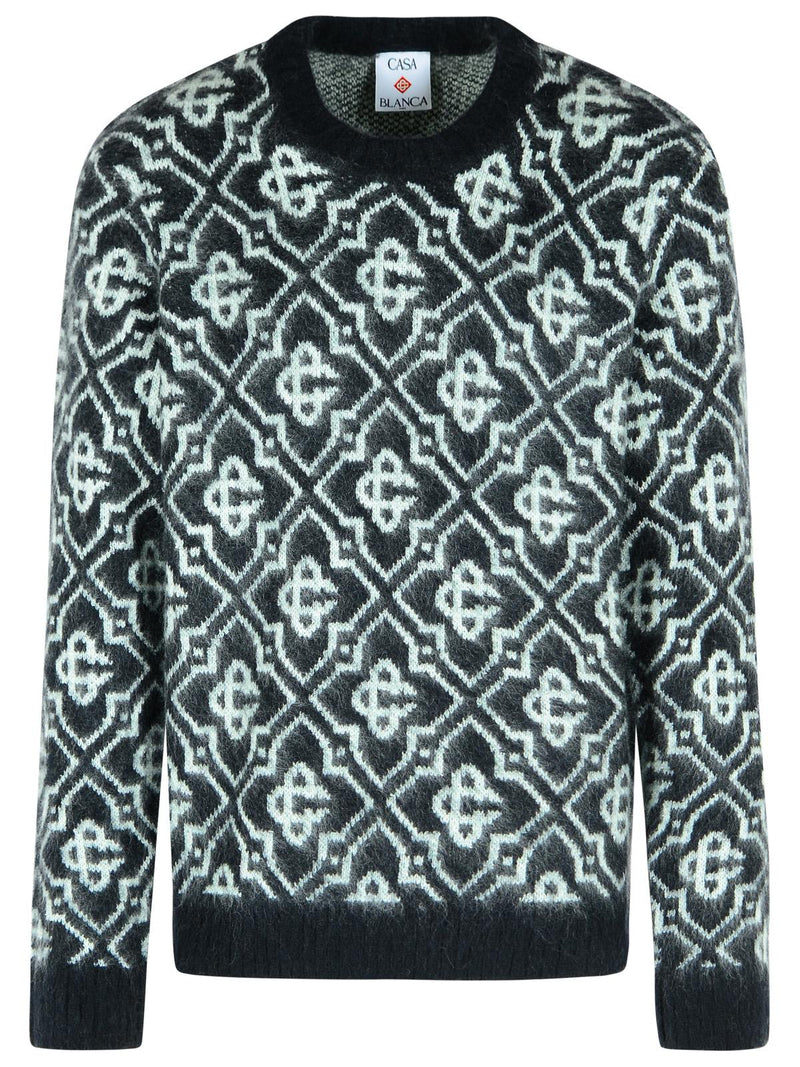 Casablanca Casablanca Mohair Blend Monogrammed Sweater Black - World Class Fashion
