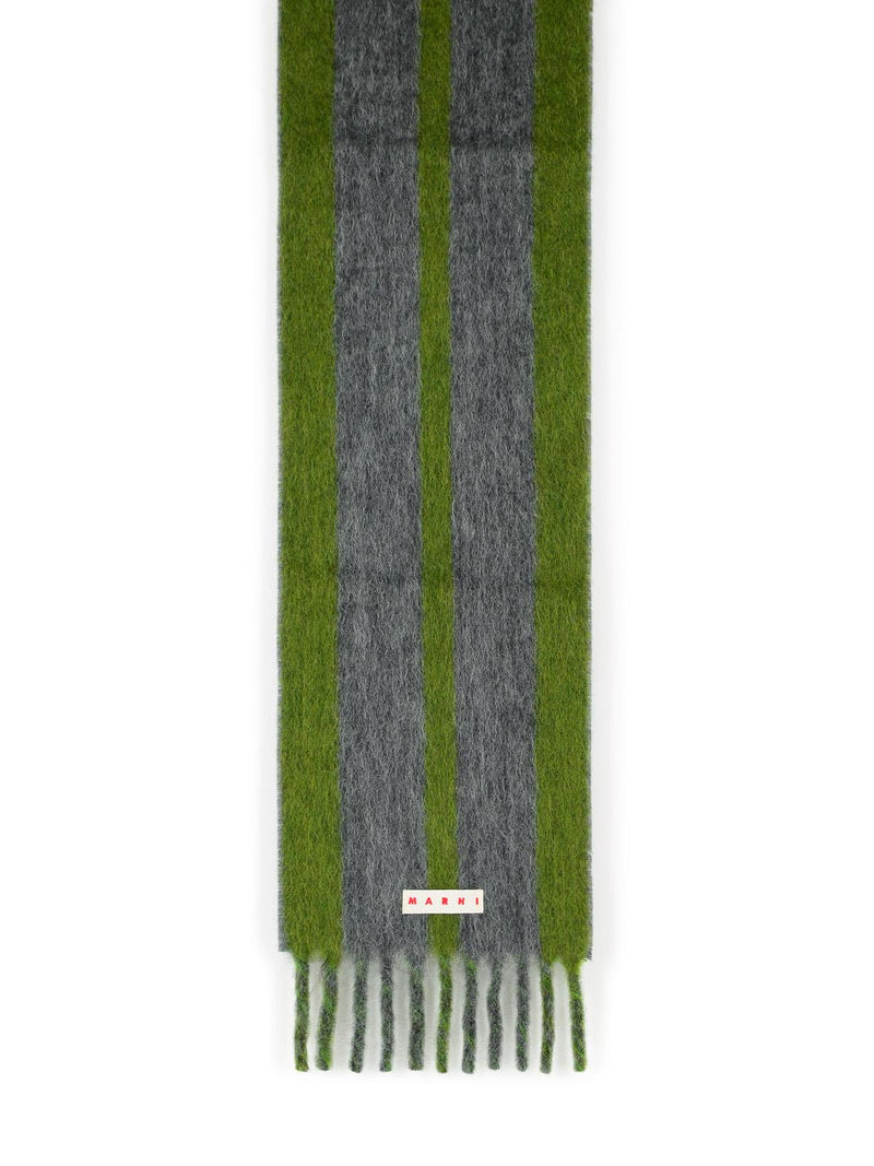 Marni Marni Grey Mohair Blend Scarf With Fringes - World Class Fashion