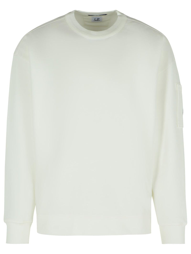 C.P. Company C.p. Company 'EMERIZED' White Cotton Sweatshirt - World Class Fashion