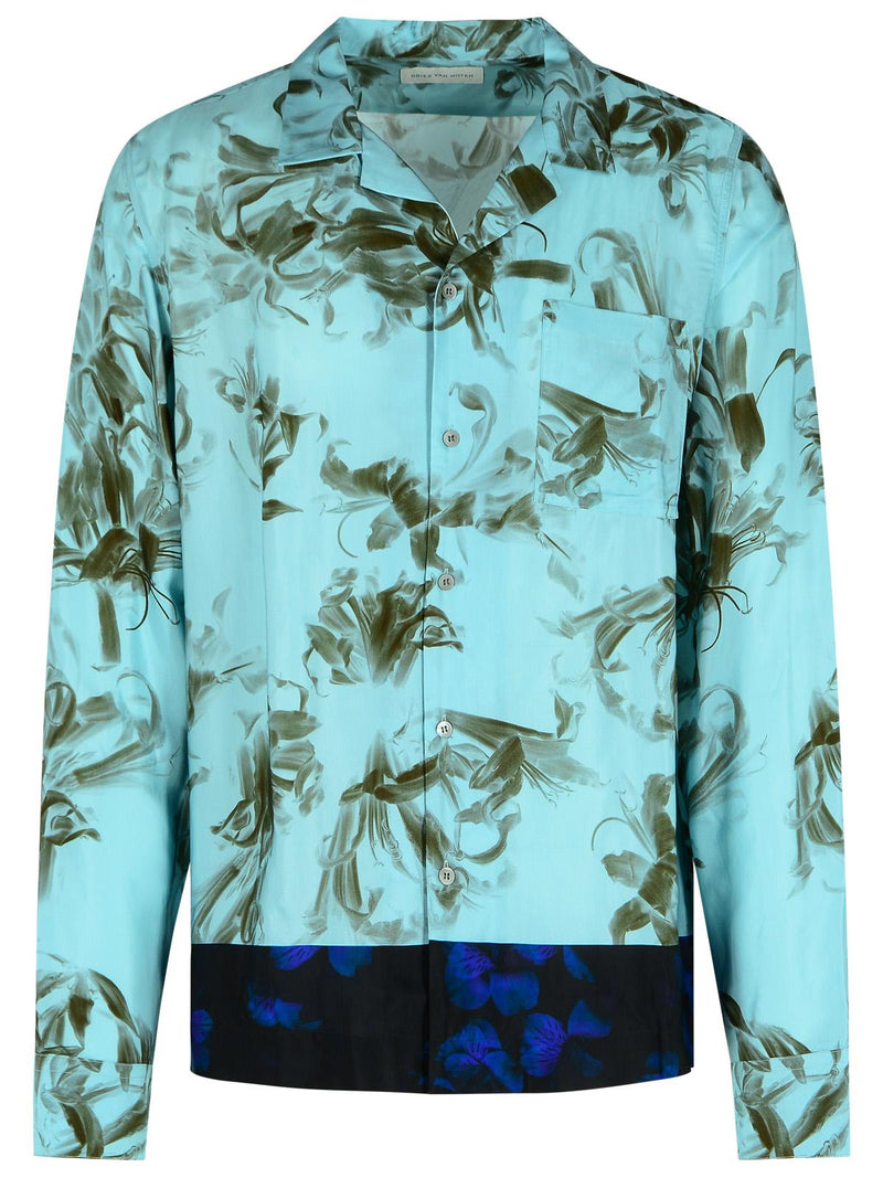 Dries Van Noten Dries Van Noten Light Blue Viscose Shirt - World Class Fashion