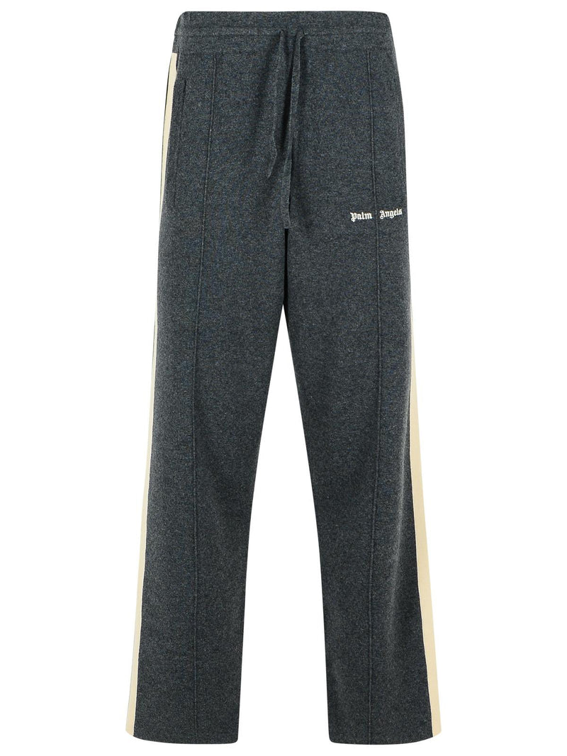 Palm Angels Palm Angels Dark Grey Wool Blend Trousers - World Class Fashion