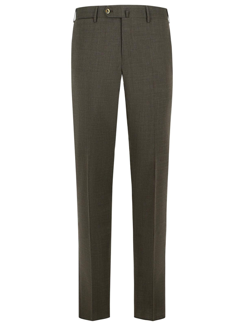 Pt01 Pt01 'SLIM Fit' Brown Virgin Wool Pants - World Class Fashion