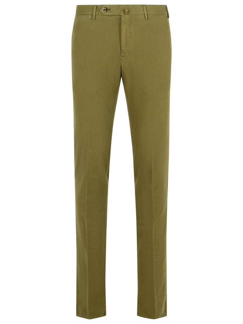 Pt01 Pt01 'SUPERSLIM' Green Cotton Pants - World Class Fashion