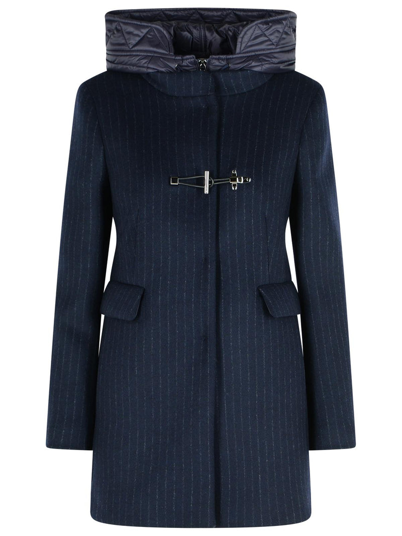 Fay Fay Navy Wool Blend Coat - World Class Fashion