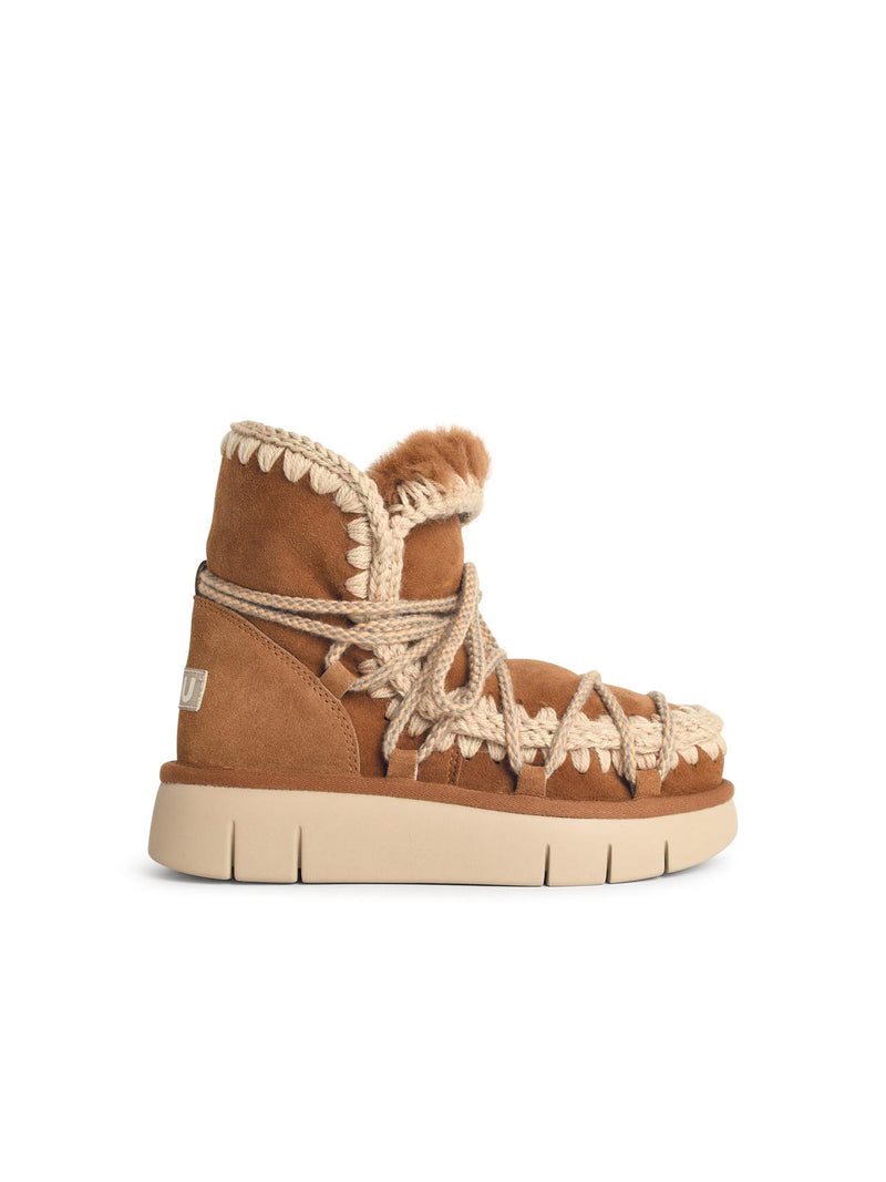 Mou Mou 'BOUNCE' Suede Cognac Ankle Boots Brown - World Class Fashion