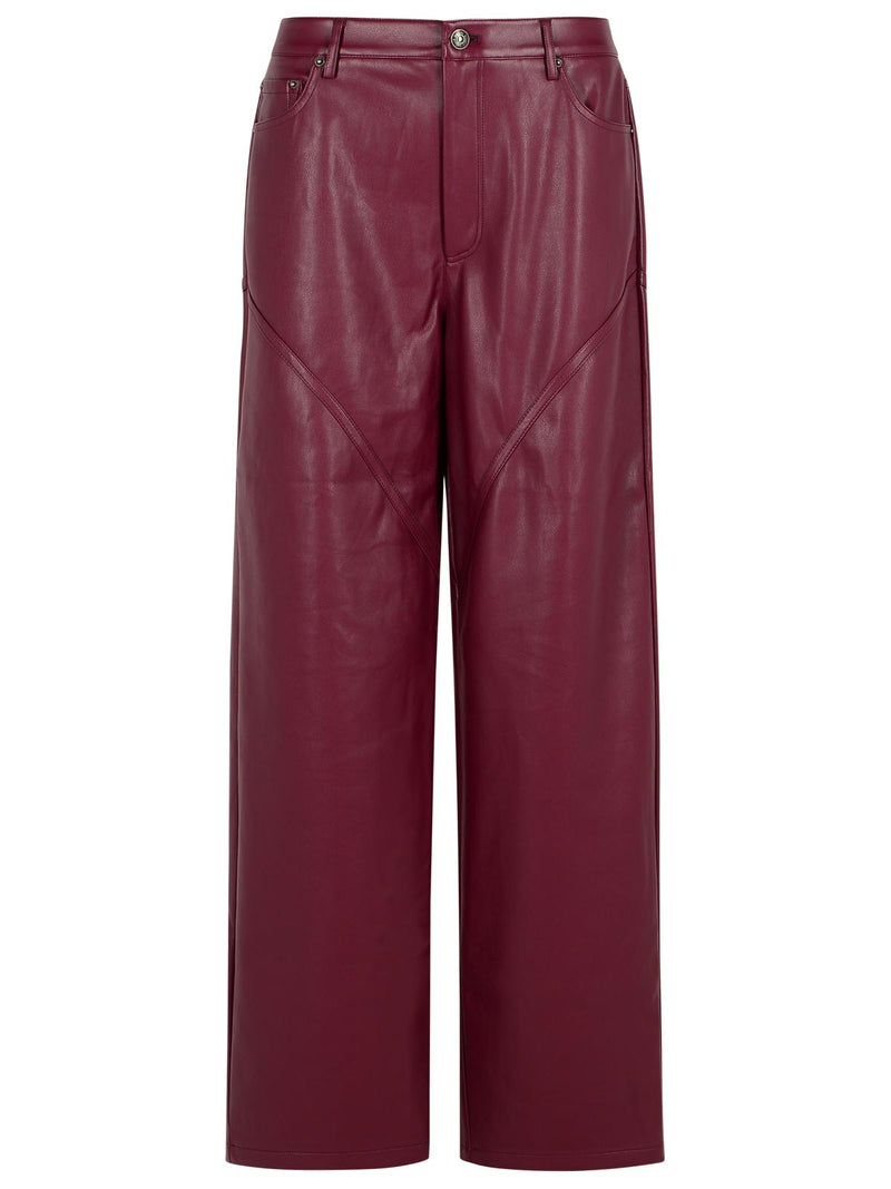 Rotate Rotate Women Burgundy Polyester Trousers - World Class Fashion