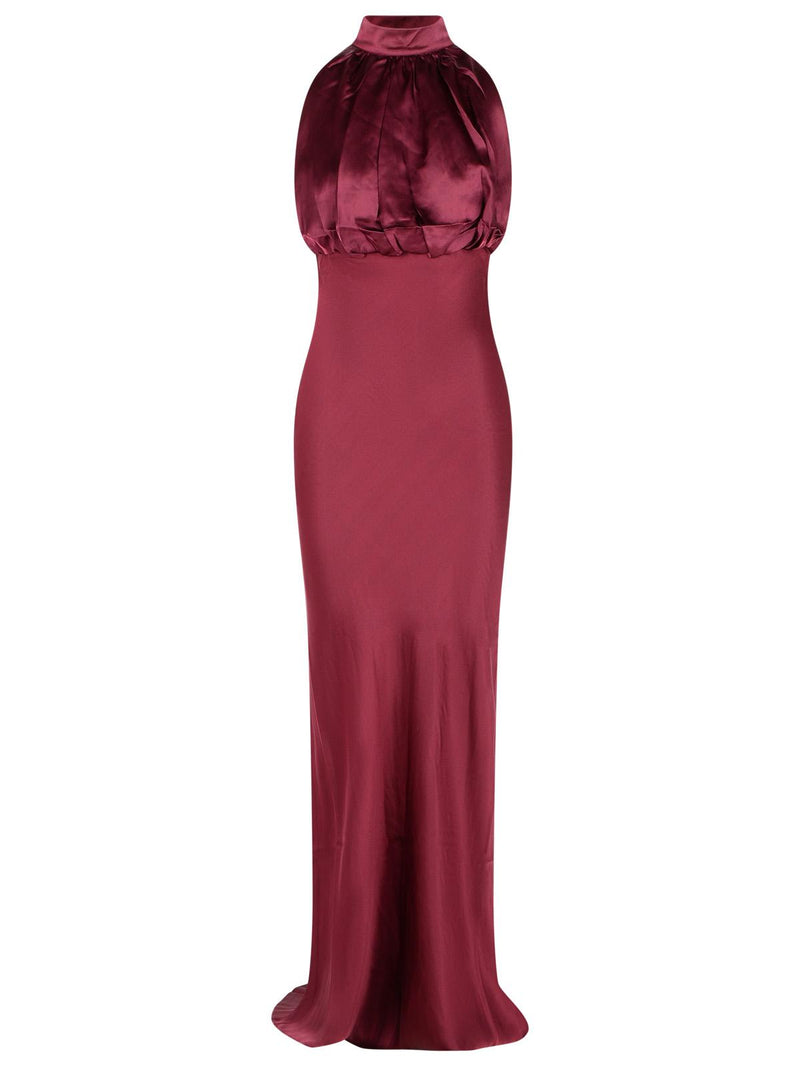 Rotate Rotate Kalina Burgundy Silk Dress - World Class Fashion