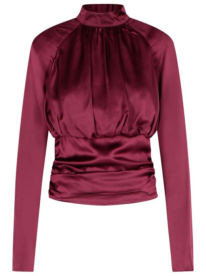 Rotate Rotate KALA Burgundy Silk Blouse - World Class Fashion