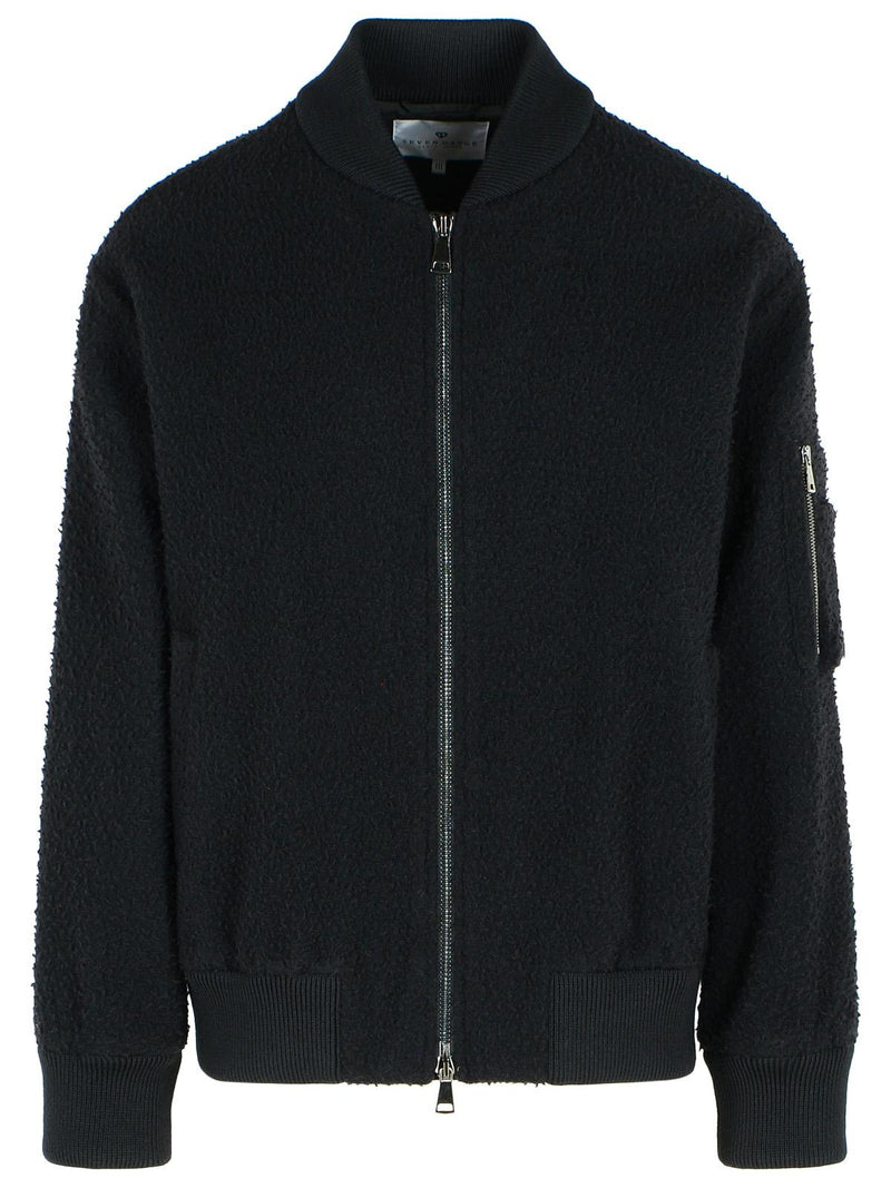 Seven Gauge Seven Gauge Wool Bomber Jacket Black Men - World Class Fashion
