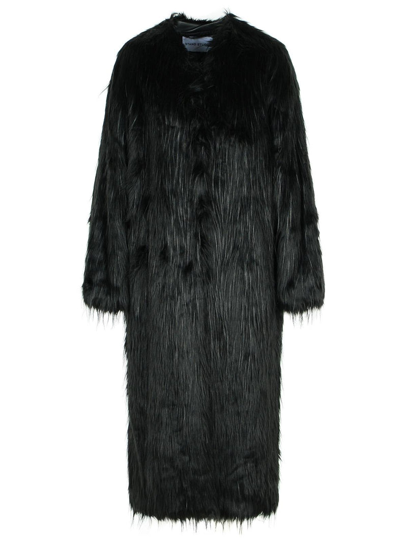 Stand Studio Stand Studio Carolina Black Faux Fur Coat - World Class Fashion