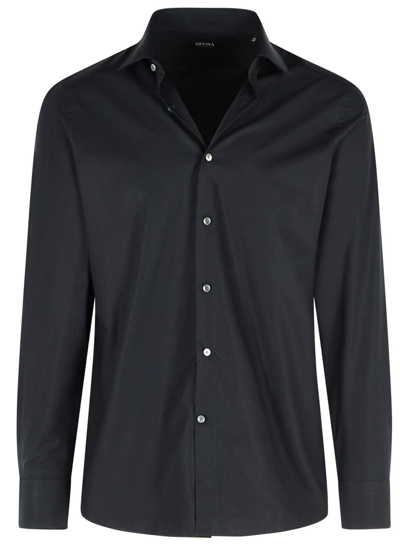Zegna Zegna 'TROFEO' Dark Blue Cotton Shirt - World Class Fashion