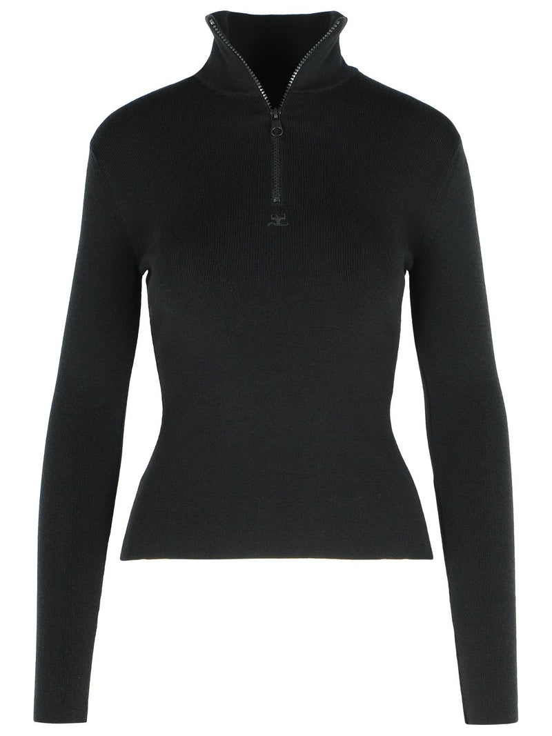 Courreges Courreges Black Merino Wool Sweater - World Class Fashion